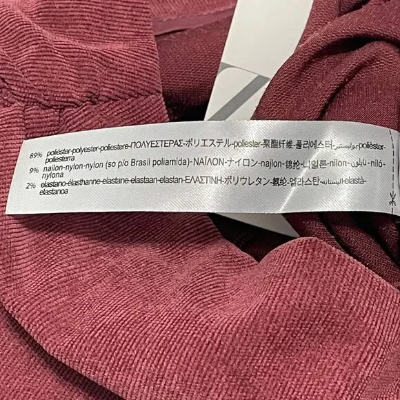 Zara Draped Corduroy Ruched Mini Skirt Dusty Burgundy Red‎ Women’s Size Large - Picture 7 of 9